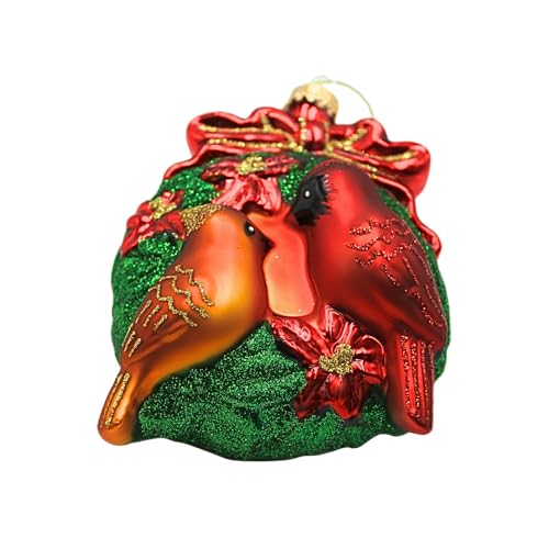 Dekohelden24 Lauschaer Lauscha Christmas Tree Decoration Bauble Glass Ornament Couple Cardinals Colourful L x W x H 8 x 4 x 10 cm