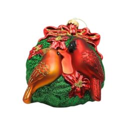 Dekohelden24 Lauschaer Lauscha Christmas Tree Decoration Bauble Glass Ornament Couple Cardinals Colourful L x W x H 8 x 4 x 10 cm