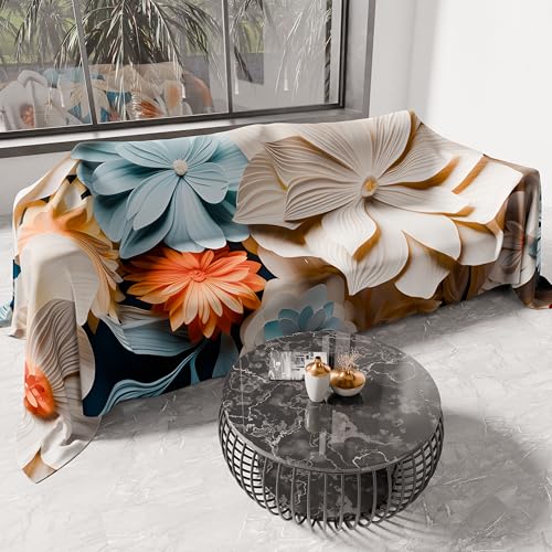 PETTI Artigiani Italiani - Spring Summer Double Bedspread Light Blanket Double Bed Linen Bedspread Floral 05-5 100% Made in Italy