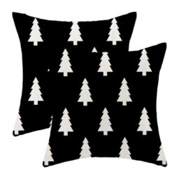 BETGINY Christmas Pillow Covers 20X20 Inch Pack of 2, Black and White Christmas Tree Geometric Decorative Throw Pillow Linen Winter Xmas Pillow Cases Cushion for Bedroom Home Sofa