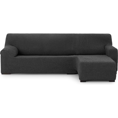 ECOMMERC3 Chaiselong - Universal and Versatile Chaiselong Sofa Cover with Short Right Arm, Anthracite Protector, Easy to Install for Back, Seat and Arms
