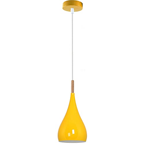 LEDSone Modern Teardrop Yellow Ceiling Pendant Light E27 Industrial Hanging Ceiling Light Hanging Fitting Fixture for Dining Room Bedroom Hallway Bar Caffe & Restaurants
