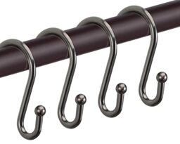 Bronze Shower Curtain Hooks,Rust Proof Shower Rings for Shower Curtain, Set of 12 CHICTIE Oil Rubbed S Shaped Decorative Shower Curtain Hooks Hangers for Bathroom Curtains,Clothing, Towels, etc