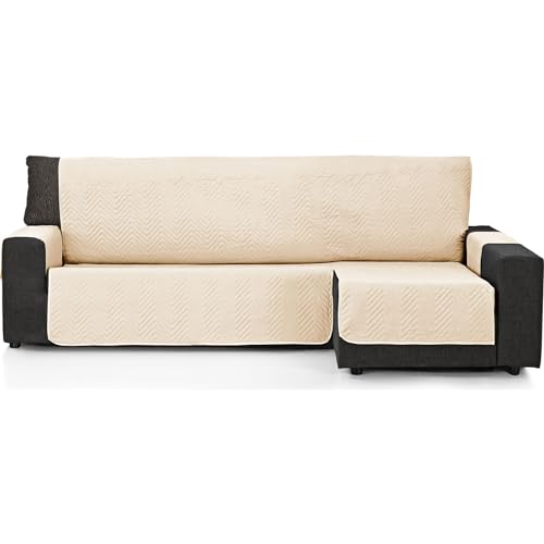 ECOMMERC3 - Chaise Long Sofa Cover 280 cm Valid?? for Chaise Long Arm Right and Left - Adjustable Chaise Sofa Cover Beige