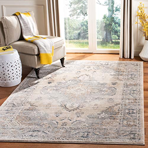 Safavieh Traditional Rug for Living Room, Dining Room, Bedroom - Oregon Collection, Short Pile, in Beige and Grey, 160 X 160 cm