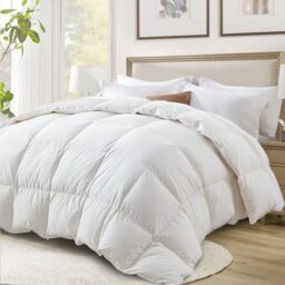Globon Down Feather Comforter/Duvet Insert King Size,Ultra-Soft Fluffy Bed Comforter,700 Filling Power,Medium Weight for All Season with Corner Tabs, White