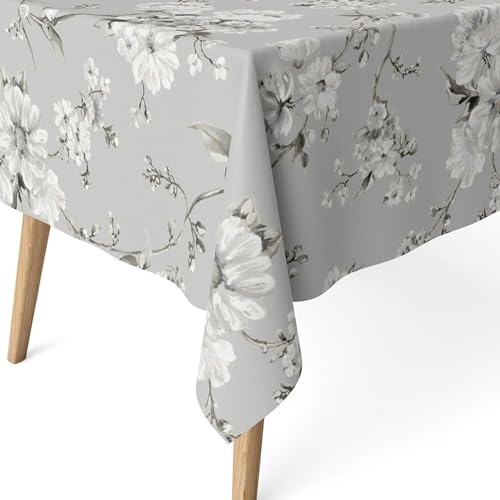 ECOMMERC3 - Stain Resistant Tablecloth for Rectangular Table Size 250 x 140 cm - Stain Resistant Extra Soft and Waterproof Tablecloth Grey