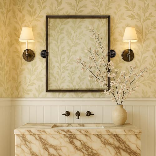 TEHOME Pivot Mirror Oil Rubbed Bronze Tilt Rectangle Bathroom Mirror Tilting Metal Framed Beveled Vanity Mirrors, Overall 23.9 x 24 inches (Mirrror 20 x 24 inches)