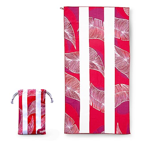 KEPLIN Lightweight Beach Towel - Quick Dry, Sand-Free, Compact & Stylish - Perfect for Travel, Beach, Gym 100% Recycled Microfiber