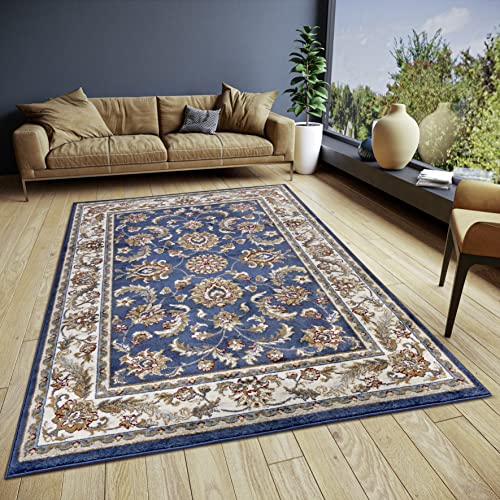 Hanse Home Reni Oriental Rug - Oriental Runner Classic Densely Woven with Ornaments and Flower Motifs Soft Short Pile for Bedroom, Dining Room, Living Room, Hallway - Blue Cream, 140 x 200 cm