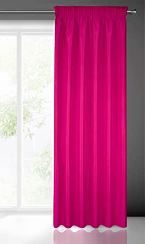 Eurofirany RITA Smooth Plain Modern Curtain with Rufflette Tape For Rail - 1 Unit, Bedroom, Living Room, Lounge, Kitchen, 140g m/2, W55 x L106, Amaranth