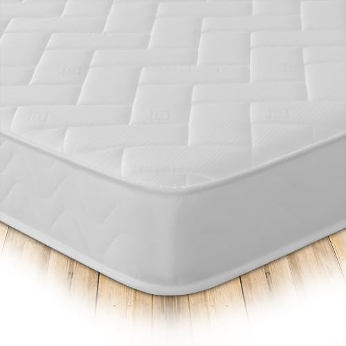 Starlight Beds Quilted Brick Sprung Hybrid Single Mattress with Memory Foam Layer. Soft Firmness, White, 18cm Deep. 3ft Mattress (90cm x 190cm)