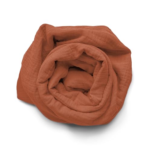 100% Cotton Gauze Fitted Sheet 140 x 190 x 30 cm Terracotta