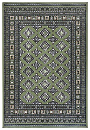 NORTHRUGS Nouristan Oriental Short Pile Rug Sao Buchara Living Room Rug Modern Design for Living Room Kitchen Hallway Dining Room Bedroom - Green, 80 x 150 cm