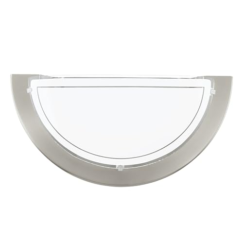 Eglo Wall lamp Planet 1, semi-Circular Indoor Light Fixture, Living Room and Hallway Lighting, Metal and Glass, Silver, White, E27 Socket
