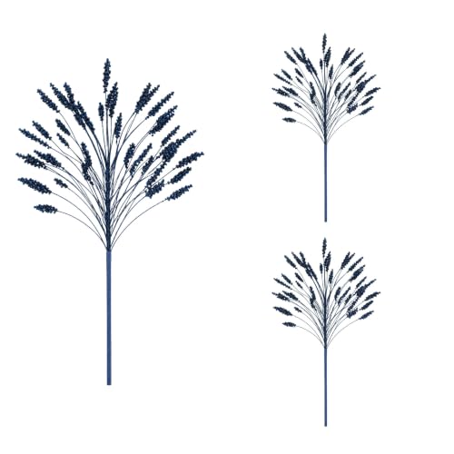 Christmas Tree Glitter Grass Sprays, Artificial Picks, 60cm Dark Blue, 3Pcs - Textured Grass Tips, Fanned Decorative Stems for Wreaths, Garlands, Vases, Table Centrepieces, Festive Floral Arrangements