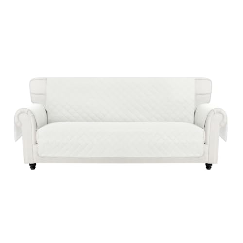 Easy-Going Reversible Oversized Couch Cover for 3 Cushion Couch Sofa Cover for Dogs Water Resistant Furniture Protector Cover with Foam Sticks for Pet (Oversized Sofa, Ivory/Ivory)