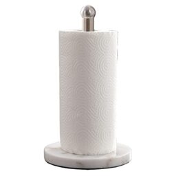 Paper Towel Holder with Sturdy Marble Base, Freestanding Paper Towel Holder Countertop, One-Handed Use, No Wobbly (Brushed Nickel)