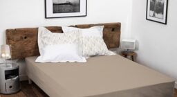 Home Linge Passion 100% Cotton Fitted Sheet – 57 Thread Count – Size 180 x 200 cm – Beige – 25 cm Deep Weave – Soft, Breathable, Washable