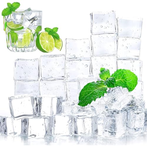 "DomeStar Acrylic Clear Ice Rock Diamond Crystals Fake Ice Cubes Decorative Ice Rocks Plastic Ice Cubes for Decoration Vase Fillers Table Scatter Party Favor Event Wedding Arts Crafts, 1"" 20 PCS"