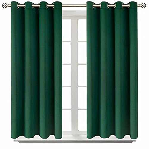BGment Blackout Curtains - Grommet Thermal Insulated Room Darkening Bedroom and Living Room Curtain, Set of 2 Panels (52 x 54 Inch, Emerald)