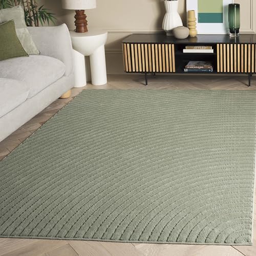 SAFAVIEH Selena Collection Modern Rug for Living Room, Dining Room, Bedroom, Short Pile, Green, 160 x 229 cm