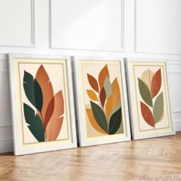 Modern Leaf Arrangements Botanical Set of 3 Framed Wall Art Prints A4