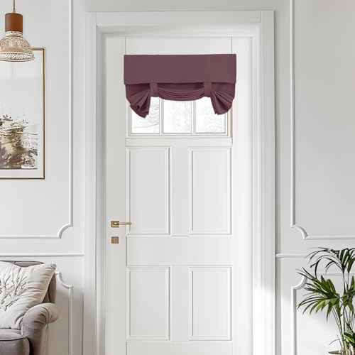 Vatge Small Door Window Curtains Privacy Thermal Insulated Window Coverings for Front Glass Door Tie Up Shade for Home Office, 1 Panel, W24 x L18, Nostalgia Rose