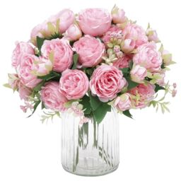 MARTINE MALL 2 Pack Peonies Artificial Flowers, Light Pink Artificial Peonies, Silk Peony Flowers Fake Peonies Artificial Flowers Peonies Bouquet for Centerpiece, Table, Wedding, Party, Home Decor