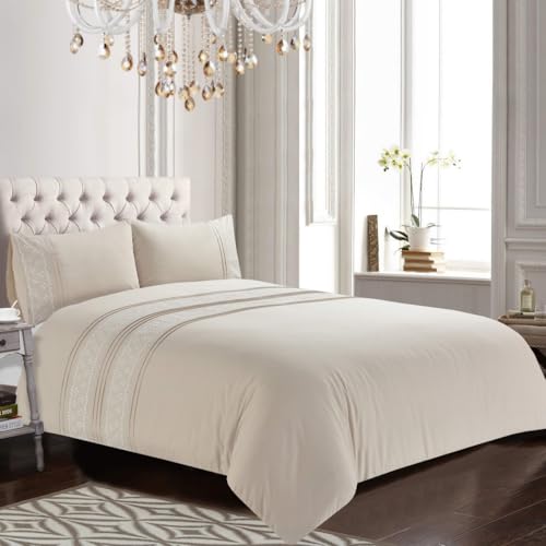 Kampala Hill Embroidered Luxury Duvet Cover Set Bedding Set Natural Lottie