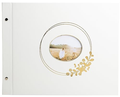 EXACOMPTA - Ref. 60232E - Ringflower Screw Photo Album White - 160 Photos - 40 White Pages - Format 37 x 29 cm - Cover with PU Effect Paper and Personalisation Window