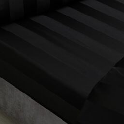 Catherine Lansfield So Soft Satin Stripe King Fitted Sheet Black