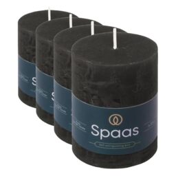 Spaas Rustic Pillar Candle 70/95 mm 35h, Black (Pack of 4)