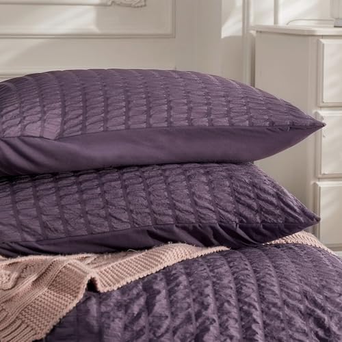 JELLYMONI Purple Seersucker Pillowcases King Size - Soft Comfortable,Breathable,Wrinkle-Free,Resists Pet Hair,Envelope Closure,Oeko-Tex Certified,Machine Washable,2 Pieces
