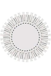 MirrorOutlet Modern Unique 3D Sunburst All Glass Venetian Round Wall Mirror, Silver, 3.5 x 91 x 91 cm,JH006