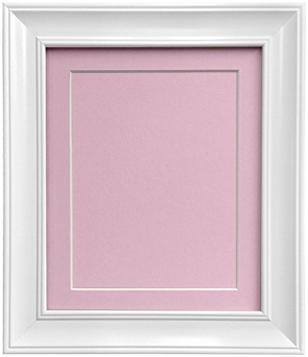 Scandi Vintage White Picture Photo frame with Pink Mount and Backing Board 30 x 20 inch for Pic Size A2