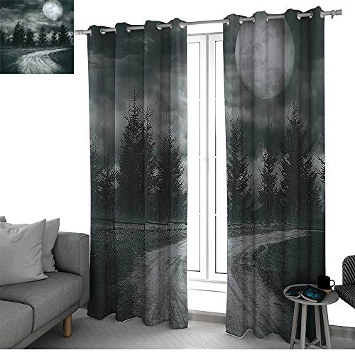 bybyhome Horror House Decor Creative Blackout Window for Teenager Bedroom Medieval Castle Night Fog with a Rider Riding Gothic Middle Ages Printed Window Curtains