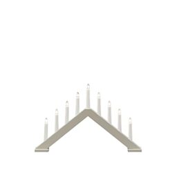 Konstsmide Christmas Lights/Modern Candle Arch/Beige Lacquered Wood/Indoor Use (IP20)/230V Indoor/9 Candles with Clear Bulbs/White Cable with On Off Switch