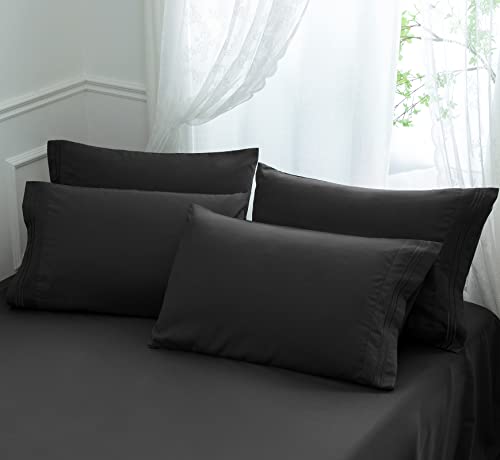 "Aormenzy Microfiber Pillow Cases, Queen Size, Dark Grey, Set of 4 - 1800 Thread Count, Soft Pillowcases, Wrinkle Resistant, Envelope Closure, 20"" x 30"""