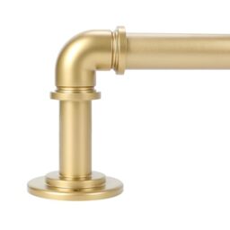OLV Gold Industrial Curtain Rods for Windows 66 to 120 Inch(5.5 to 10 Feet), 1 Inch Diameter Blackout Wrap Around Adjustable Heavy Duty Window Drapery Rods, Indoor and Outdoor
