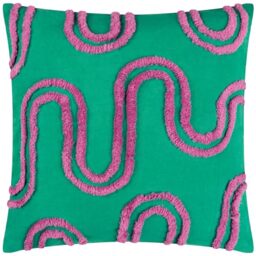 furn. Heya Home Archie Tufted Cushion – Abstract Tufted Design, Soft & Durable Polyester Filled (Turquoise/Purple – 45cm x 45cm)