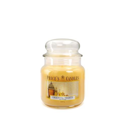 Price's Candles Oriental Nights Medium Jar Candle Long Burning Scented Candle with Rose Sandalwood and Spicy Citrus Fragrance Decorative Glass Jar Candle