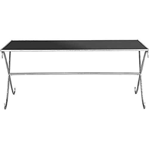SAFAVIEH Modern Accent Table with Iron Legs, in Silver and Black, 109 X 50 X 46.35