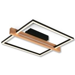 BRILONER - LED Ceiling Light with Wooden Decoration, Dimmable in Levels, Warm White Light Colour, LED Lamp, Ceiling Light, Living Room Lamp, Bedroom Lamp, Kitchen Lamp, 43 x 35 x 7.5 cm (L x W x H