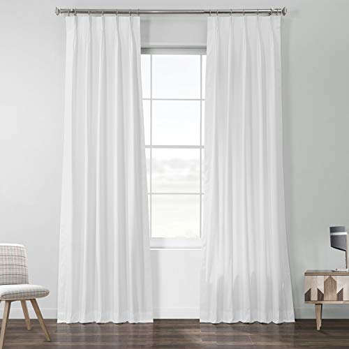 HPD Half Price Drapes Solid Cotton Pleated Sheer Curtains for Living Room 25 X 108 (1 Panel), PRCT-S19B-108-FP, Whisper White, 25 in x 108 in