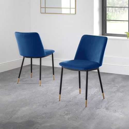 Julian Bowen Set Of 2 Delaunay Dining Chairs, Blue, Height: 83, Width: 50, Depth: 59cm