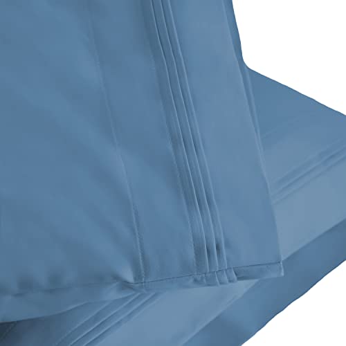 Home City, 100% Cotton, Bed Linen Set, Medium Blue - King Pillow