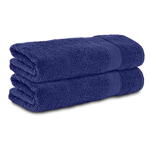 Komfortec Set of 2 Hand Towels 100% Cotton 2 Hand Towels 50 x 100 cm Terry Towelling Soft Navy Blue