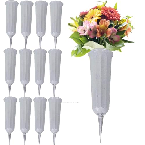Flower Holder for Cemetery Vases with Spikes Cemetary Vase Grave Flower Holder Plastic Vase for Cemetery Flowers Grave Vases for Cemetery Vases Flower Vase for Cemetery 12 Pack
