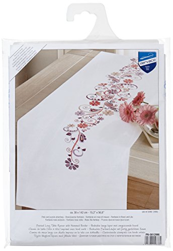 "Vervaco ""Swirls and Flowers Runner Embroidery, 100 Percent Cotton, Multi-Colour"
